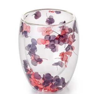 Mug à double parois pétales de fleurs rouge & noir
